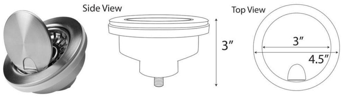 Nantucket Sinks NS35LCC Flip Top Crumb Cup Inch Kitchen Drain