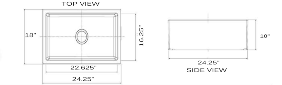 Nantucket Sinks Cape 24" Fireclay Farmhouse Sink, White, T-FCFS24