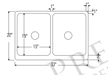 Dimensions of Premier Copper Products 33" Copper Farmhouse Sink, 50/50 Double Bowl, Oil Rubbed Bronze, KA50DB33229S