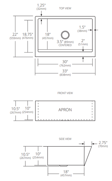 Native Trails Zuma 33 Nickel Farmhouse Sink Brushed Nickel Cpk590