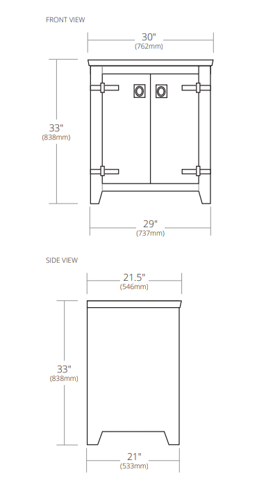 Native Trails 30" Americana Freestanding Vanity Base in Chestnut, VNB301