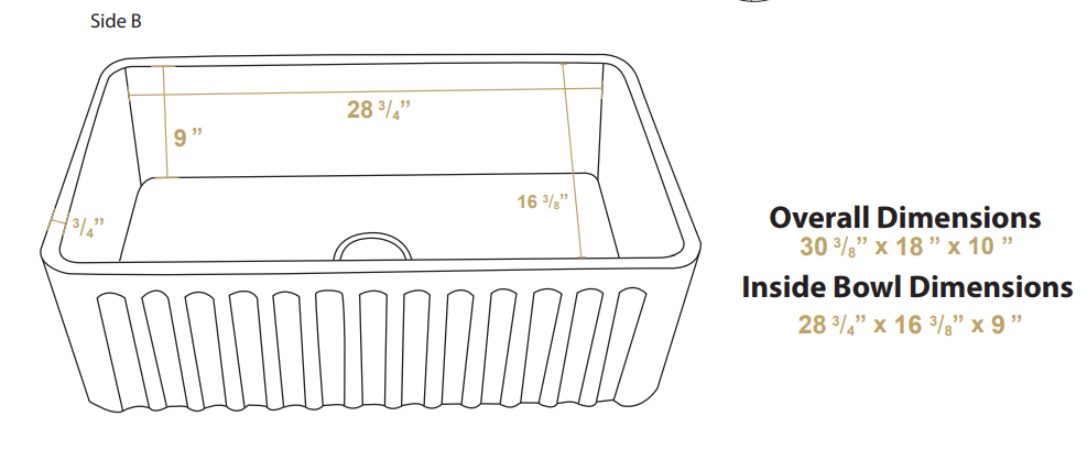 Whitehaus 30" Fireclay Farmhouse Sink, Single Bowl, Biscuit, WHFLGO3018