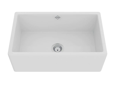 Rohl Shaws 30" Fireclay Single Bowl Thin Farmhouse Apron Kitchen Sink, White, MS3018WH - The Sink Boutique