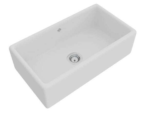 Rohl Shaws 33" Fireclay Single Bowl Farmhouse Apron Kitchen Sink, White, RC3318WH - The Sink Boutique
