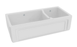 Rohl Shaws 40" Fireclay 70/30 Double Bowl Farmhouse Apron Kitchen Sink, White, RC4018WH - The Sink Boutique