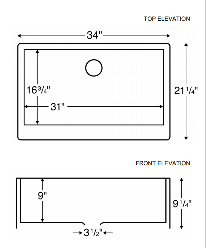 Karran 34" Quartz Composite Farmhouse Sink, White, QA-740-WH