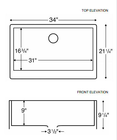 Karran 34" Quartz Composite Farmhouse Sink, White, QA-740-WH-PK1