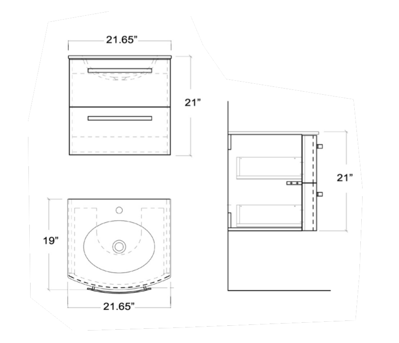 Latoscana 22" Modern Bathroom Vanity, Palio Series, PA22OPT1 - The Sink Boutique