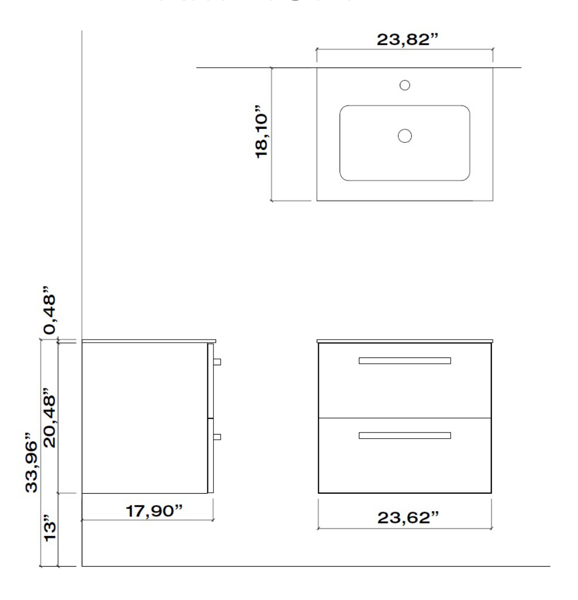 Latoscana 24" Modern Bathroom Vanity, Ambra Series, AM24OPT1 - The Sink Boutique