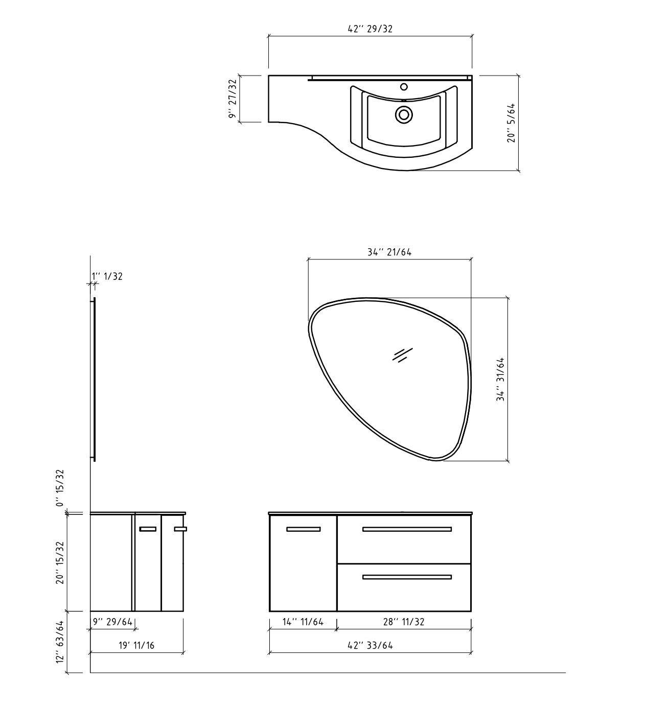 Latoscana 43" Modern Bathroom Vanity, Left Side Cabinet, Ambra Series - The Sink Boutique