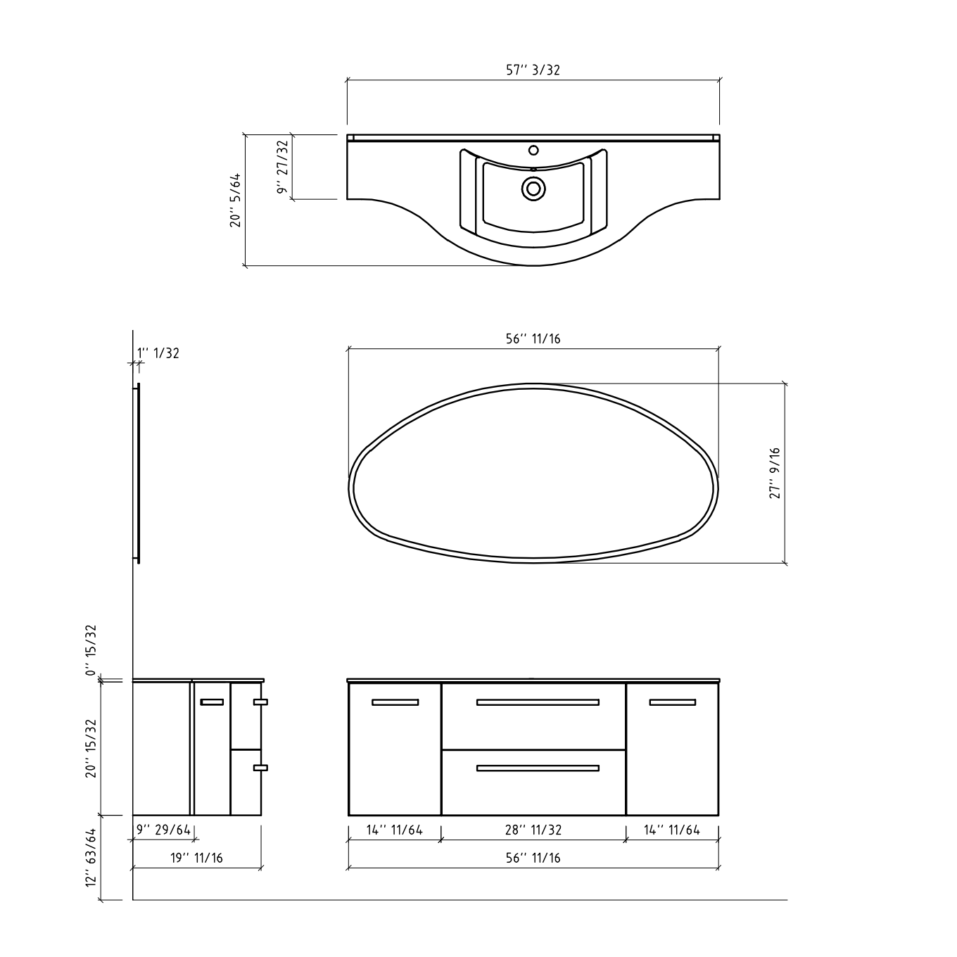 Latoscana 57" Modern Bathroom Vanity, Ambra Series - The Sink Boutique
