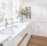 Rohl Shaws 40" Fireclay 70/30 Double Bowl Farmhouse Apron Kitchen Sink, White, RC4019WH - The Sink Boutique
