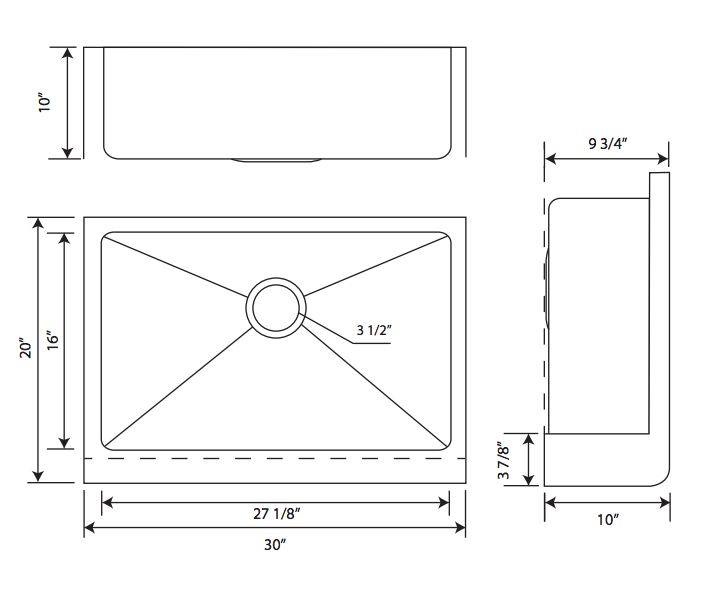 Whitehaus 30" Stainless Steel Farmhouse Apron Sink Kit, Brass, WHNPL3020-B - The Sink Boutique