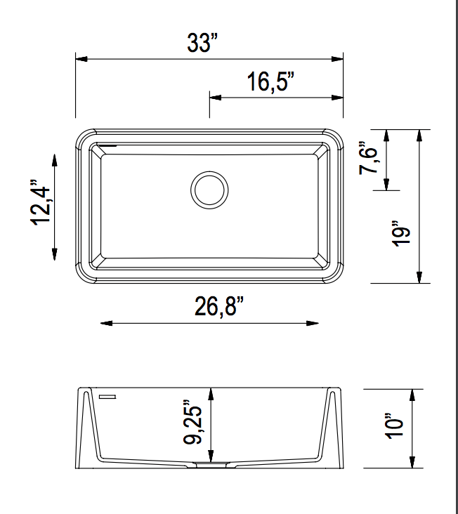 LaToscana 33" Farmhouse Sink, Composite Granite, Titanium Grey Metallic, Marmorin Series, LA3319T - The Sink Boutique