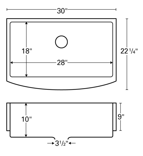 Karran 30" Stainless Steel Farmhouse Sink, 16 Gauge, EL-82-PK1