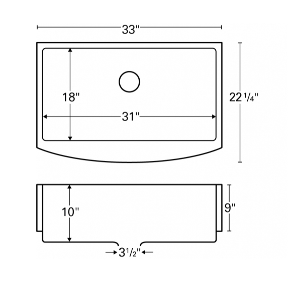 Karran 33" Stainless Steel Farmhouse Sink, 16 Gauge, EL-84-PK1