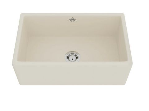 Rohl Shaws 30" Fireclay Single Bowl Thin Farmhouse Apron Kitchen Sink, Parchment, MS3018PCT - The Sink Boutique