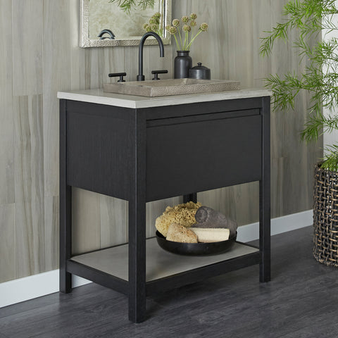 Native Trails 30" Solace Vanity in Midnight Oak with Ash Shelf, VNO308-A