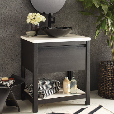 Native Trails 30" Solace Vanity in Midnight Oak with Pearl Shelf, VNO308-P