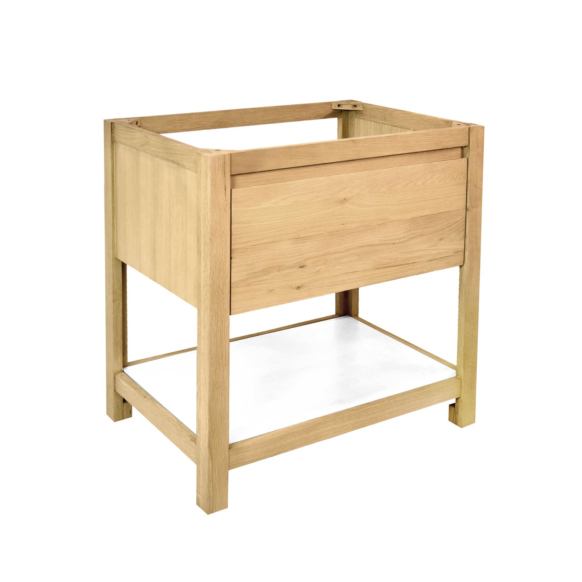 Native Trails 30" Solace Freestanding Vanity Base in Sunrise Oak with Pearl Shelf, VNO301-P