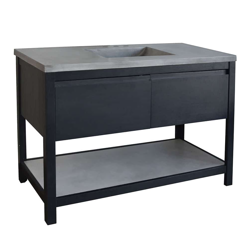 Native Trails 48" Solace Vanity Base in Midnight Oak with Palomar Vanity Top and Sink, Ash, VNO488-A-NSVNT48-A