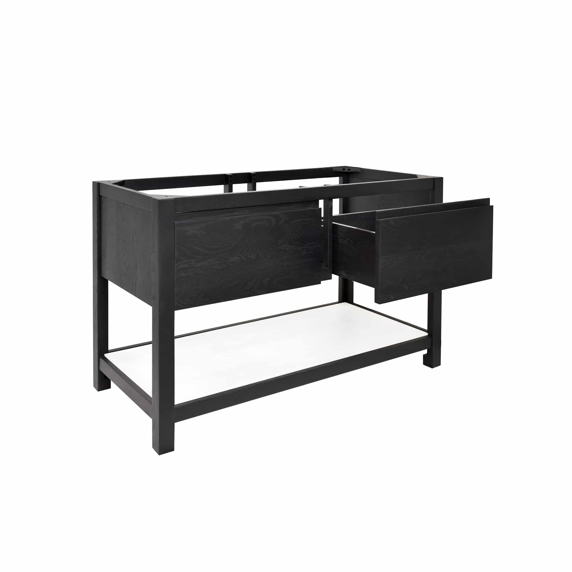 Native Trails 48" Solace Freestanding Vanity Base in Midnight Oak with Pearl Shelf, VNO488-P