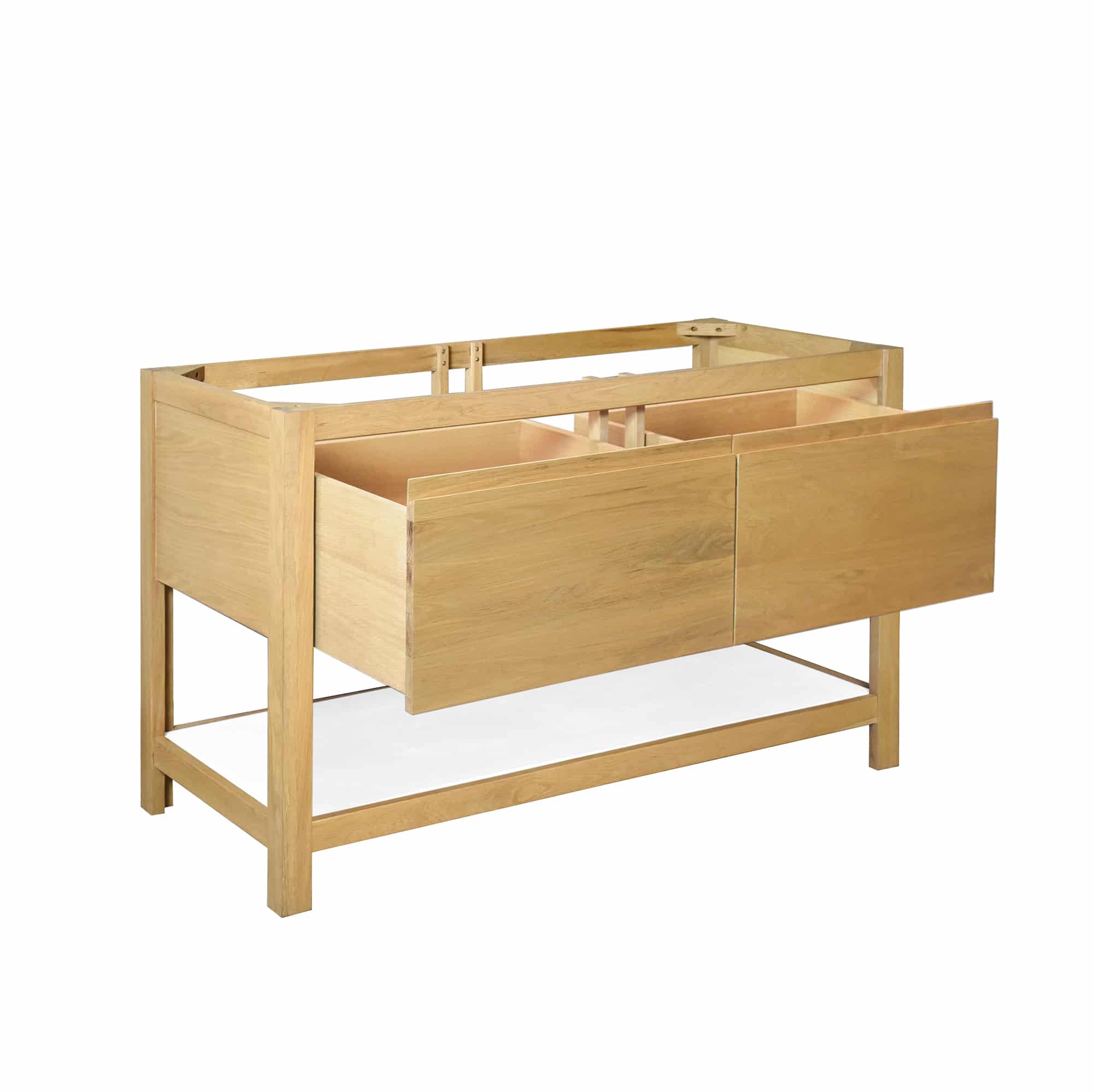 Native Trails 48" Solace Freestanding Vanity Base in Sunrise Oak with Pearl Shelf, VNO481-P
