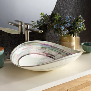 Alternate Image for Native Trails Murano 20" Asymmetrical Rounded Curve-Shaped Glass Vessel Bathroom Sink, Abalone, MG2017-AE