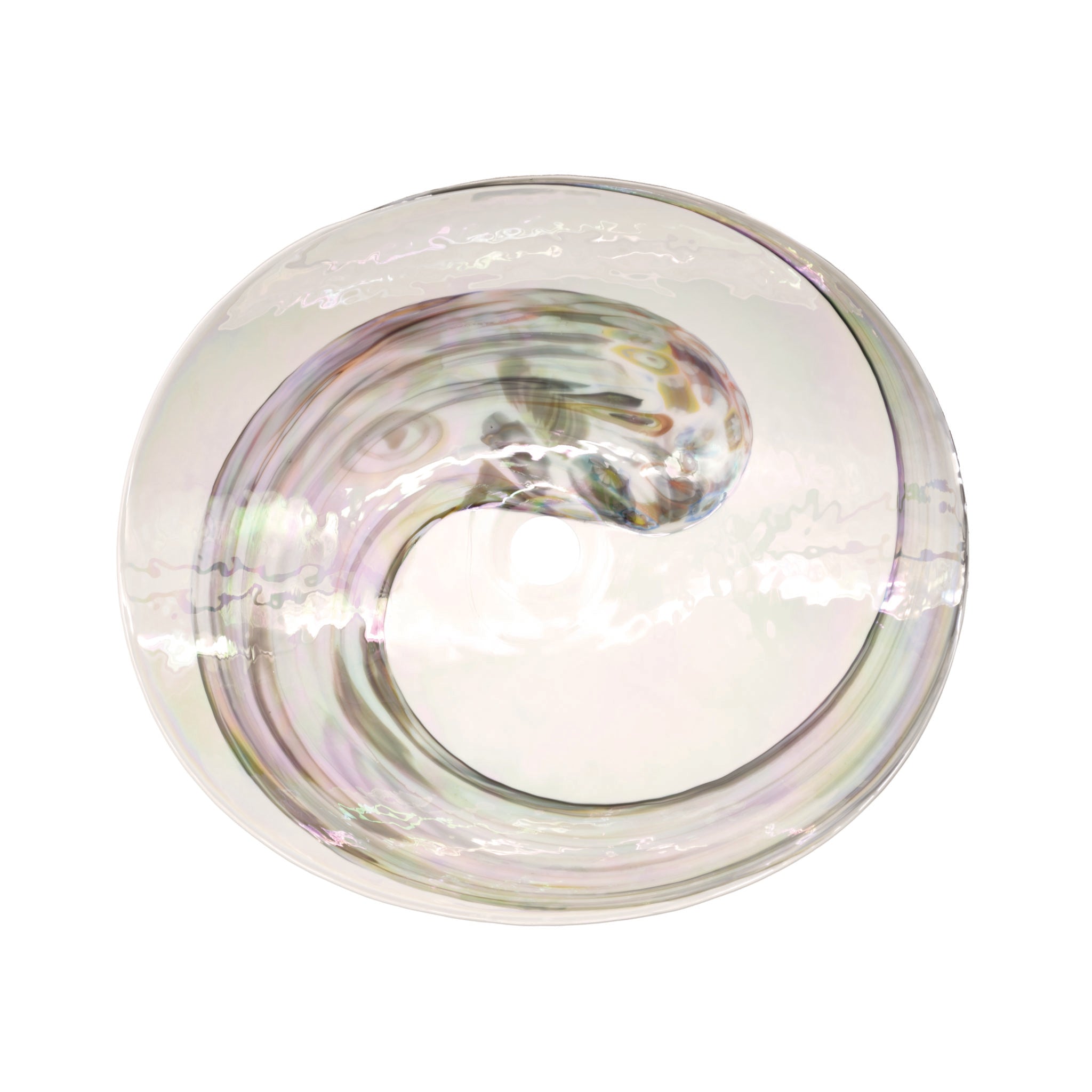 Native Trails Murano 20" Asymmetrical Rounded Curve-Shaped Glass Vessel Bathroom Sink, Abalone, MG2017-AE
