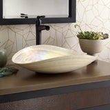 Native Trails Murano 20" Asymmetrical Rounded Curve-Shaped Glass Vessel Bathroom Sink, Beachcomber, MG2017-BR