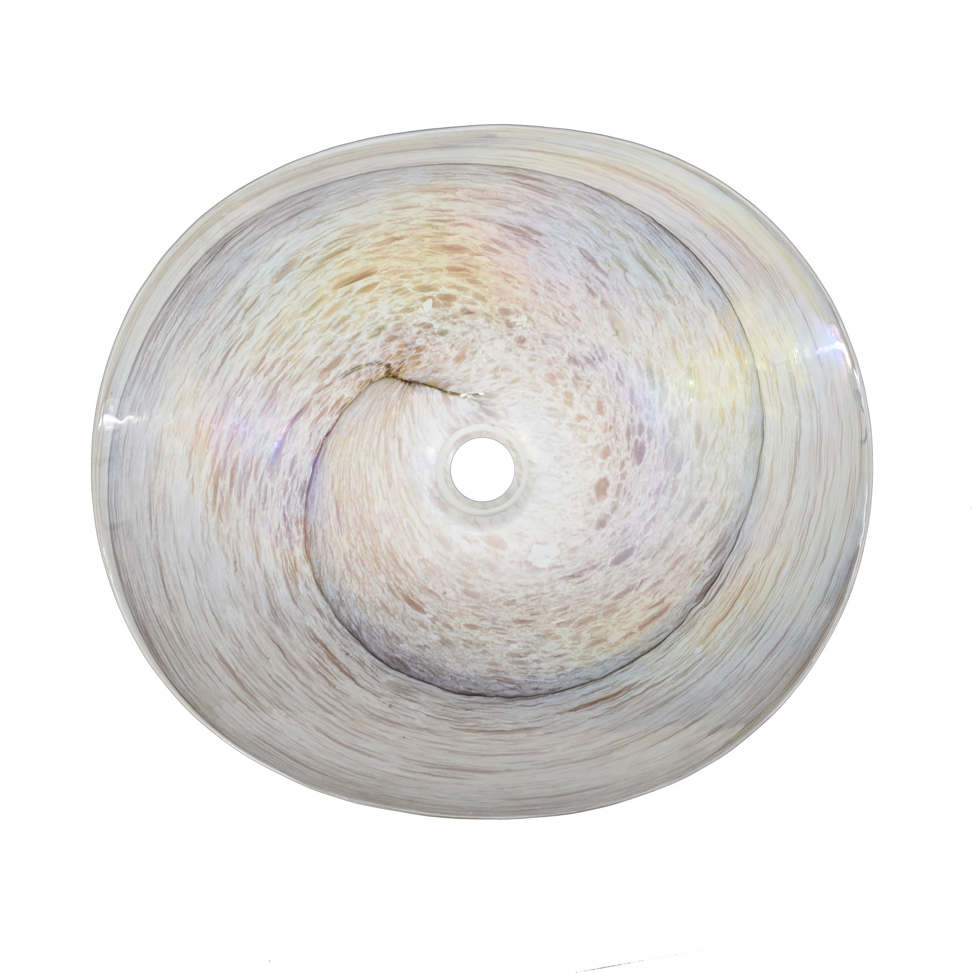 Native Trails Murano 20" Asymmetrical Rounded Curve-Shaped Glass Vessel Bathroom Sink, Beachcomber, MG2017-BR