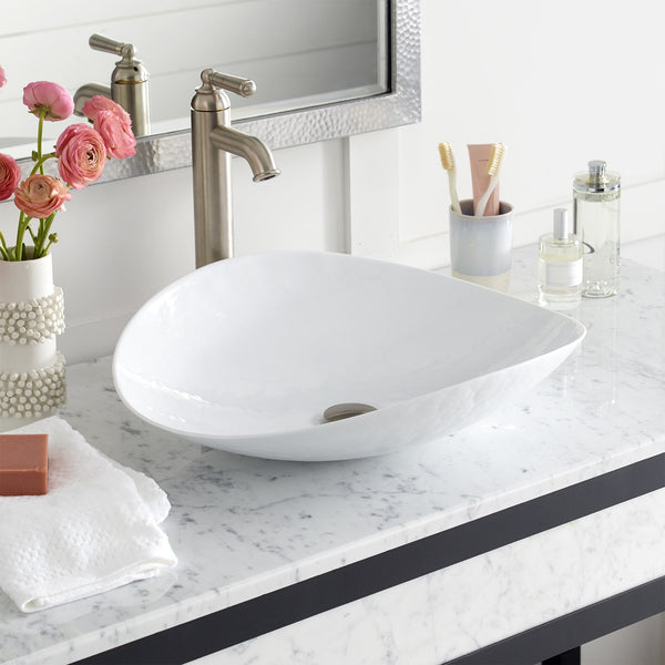 Native Trails Murano 20" Rectangle Glass Bathroom Sink, Bianco, MG2017-BO
