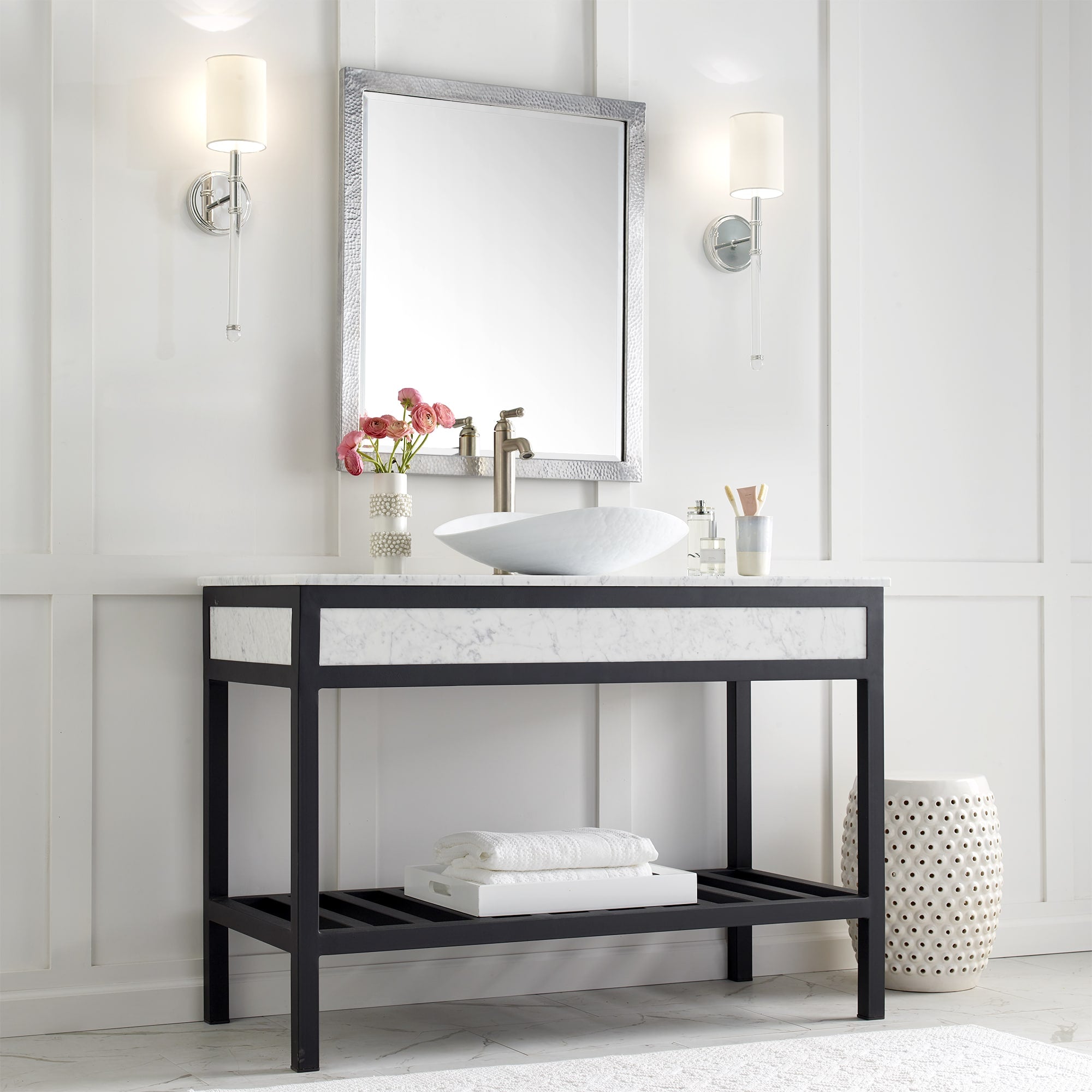 Native Trails Murano 20" Asymmetrical Rounded Curve-Shaped Glass Vessel Bathroom Sink, Bianco, MG2017-BO