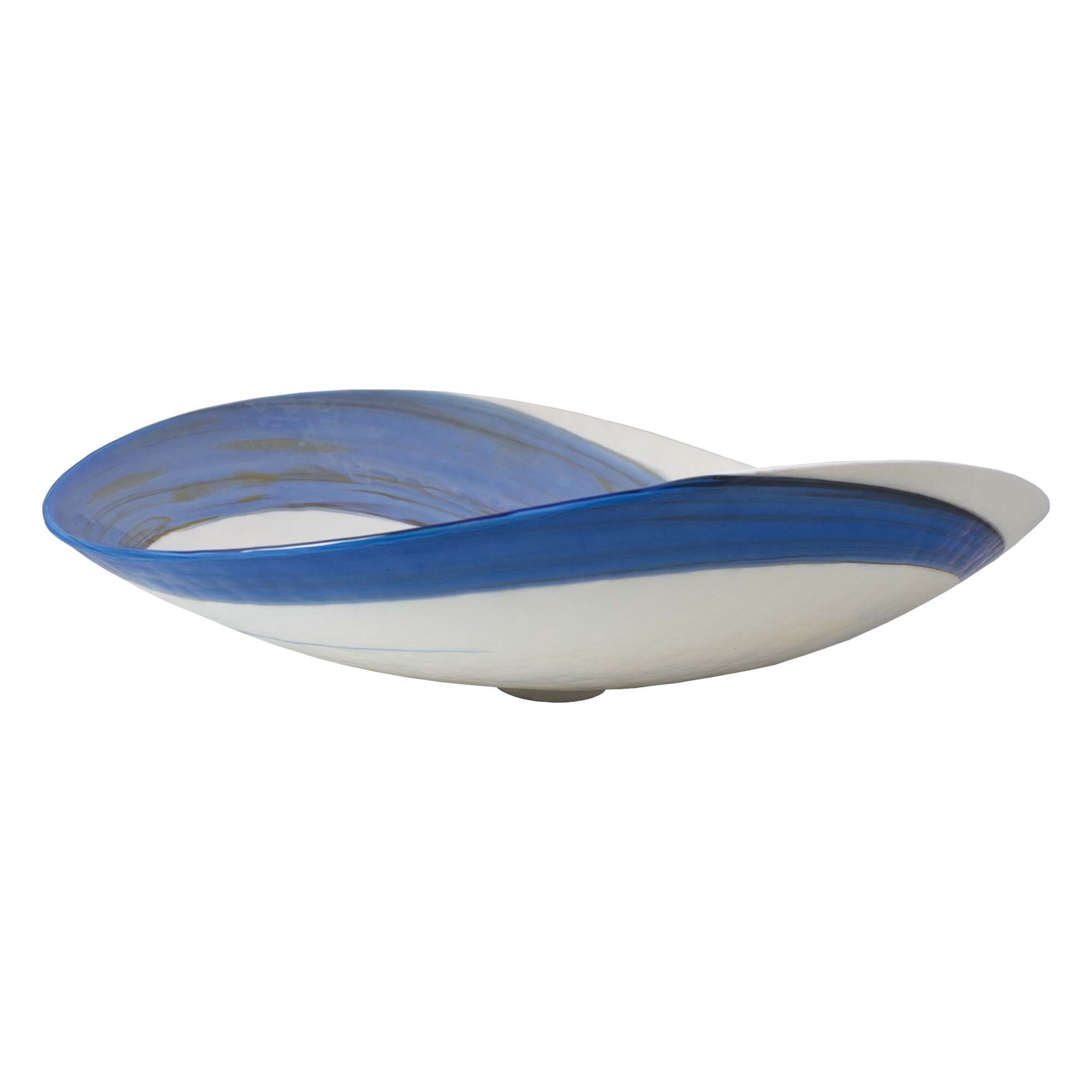 Native Trails Murano 20" x 17" Asymmetrical Rounded Curve-Shaped Vessel Glass Bathroom Sink, Marina, MG2017-MA