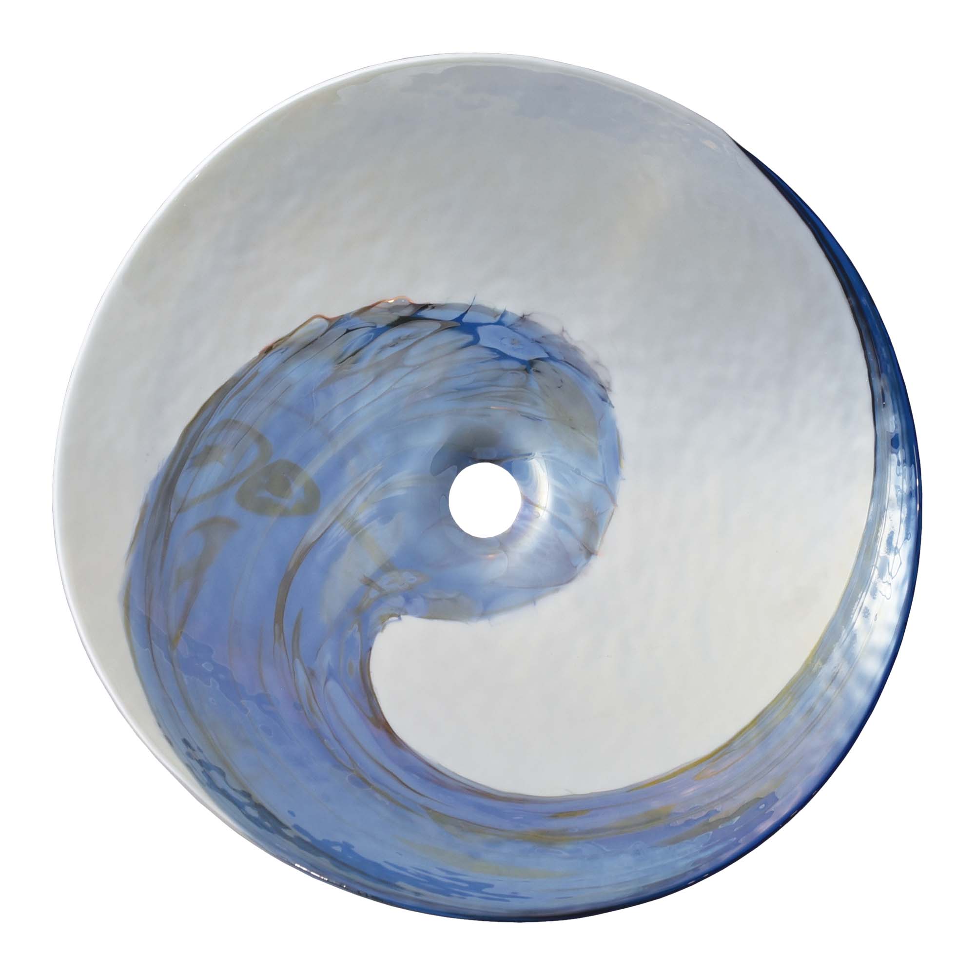 Native Trails Murano 20" x 17" Asymmetrical Rounded Curve-Shaped Vessel Glass Bathroom Sink, Marina, MG2017-MA