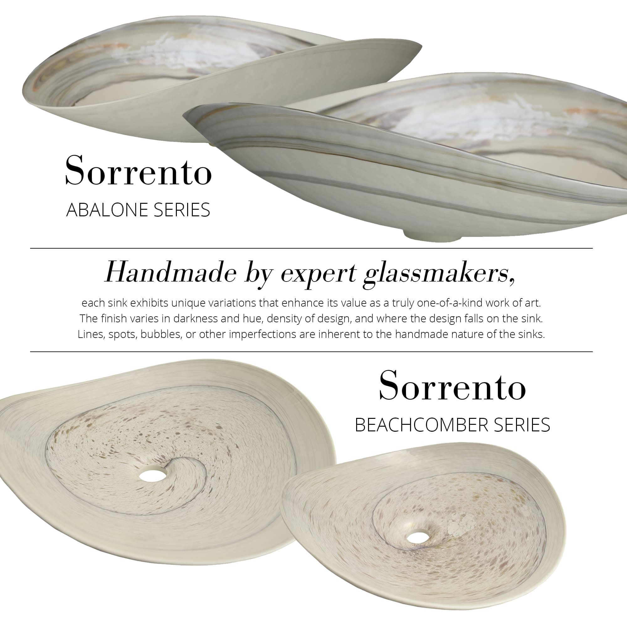 Native Trails Murano 20" Asymmetrical Rounded Curve-Shaped Glass Vessel Bathroom Sink, Beachcomber, MG2017-BR