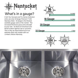 Nantucket Sinks Brightwork Home 23" Undermount Stainless Steel Kitchen Sink, 16 Gauge, KSSH2318-12 - The Sink Boutique