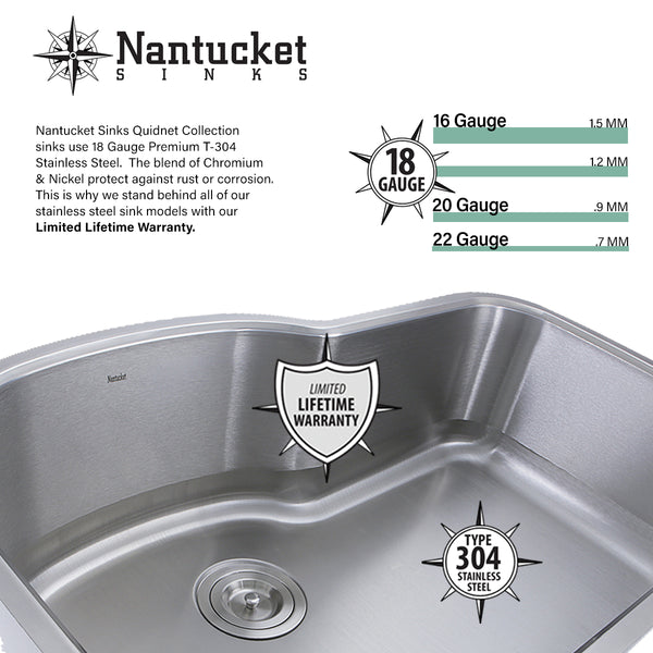 Nantucket Sinks Brightwork Home 18" Stainless Steel Bathroom Sink, OVS-OF