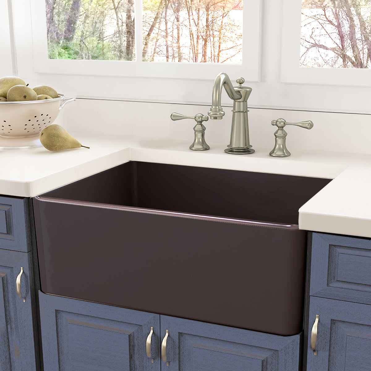 Nantucket Sinks Cape 30" Fireclay Farmhouse Sink, Coffee Brown, T-FCFS30CB