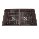 Nantucket Sinks Cape 33" Fireclay Farmhouse Sink, 50/50 Double Bowl, Coffee Brown, T-FCFS33CB-DBL - The Sink Boutique