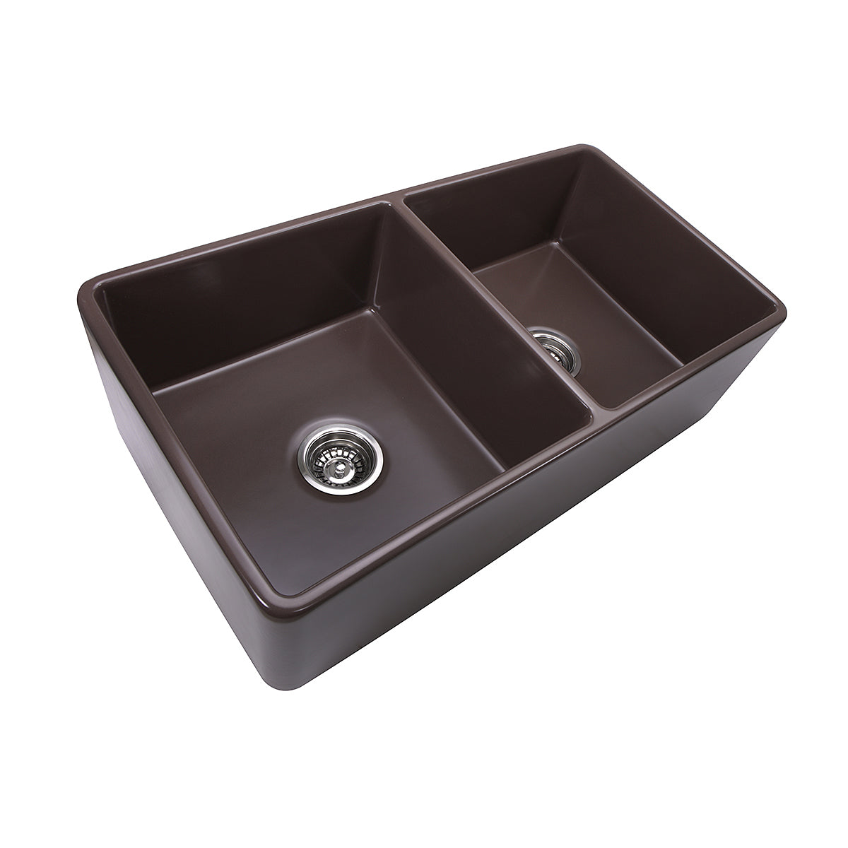 Alternate Image for Nantucket Sinks Cape 33" Fireclay Farmhouse Sink, 50/50 Double Bowl, Coffee Brown, T-FCFS33CB-DBL