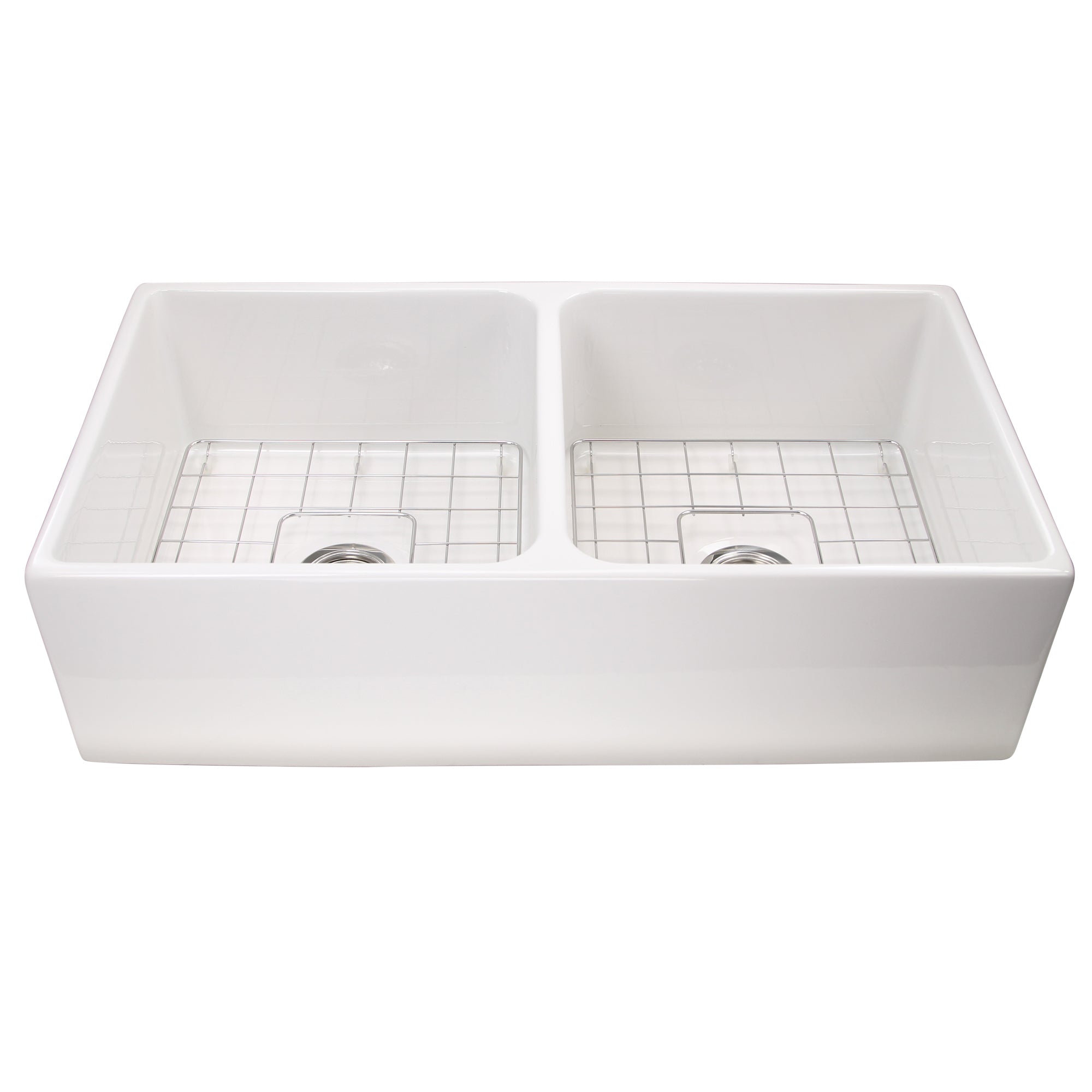 Nantucket Sinks Cape 36" Fireclay Farmhouse Sink with Accessories, White, T-FCFS36-DBL - The Sink Boutique