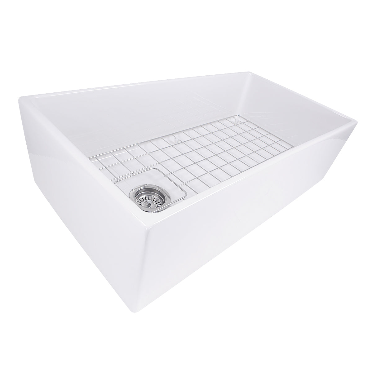 Nantucket Sinks Cape 36" Fireclay Farmhouse Sink, White, T-FCFS36 - The Sink Boutique