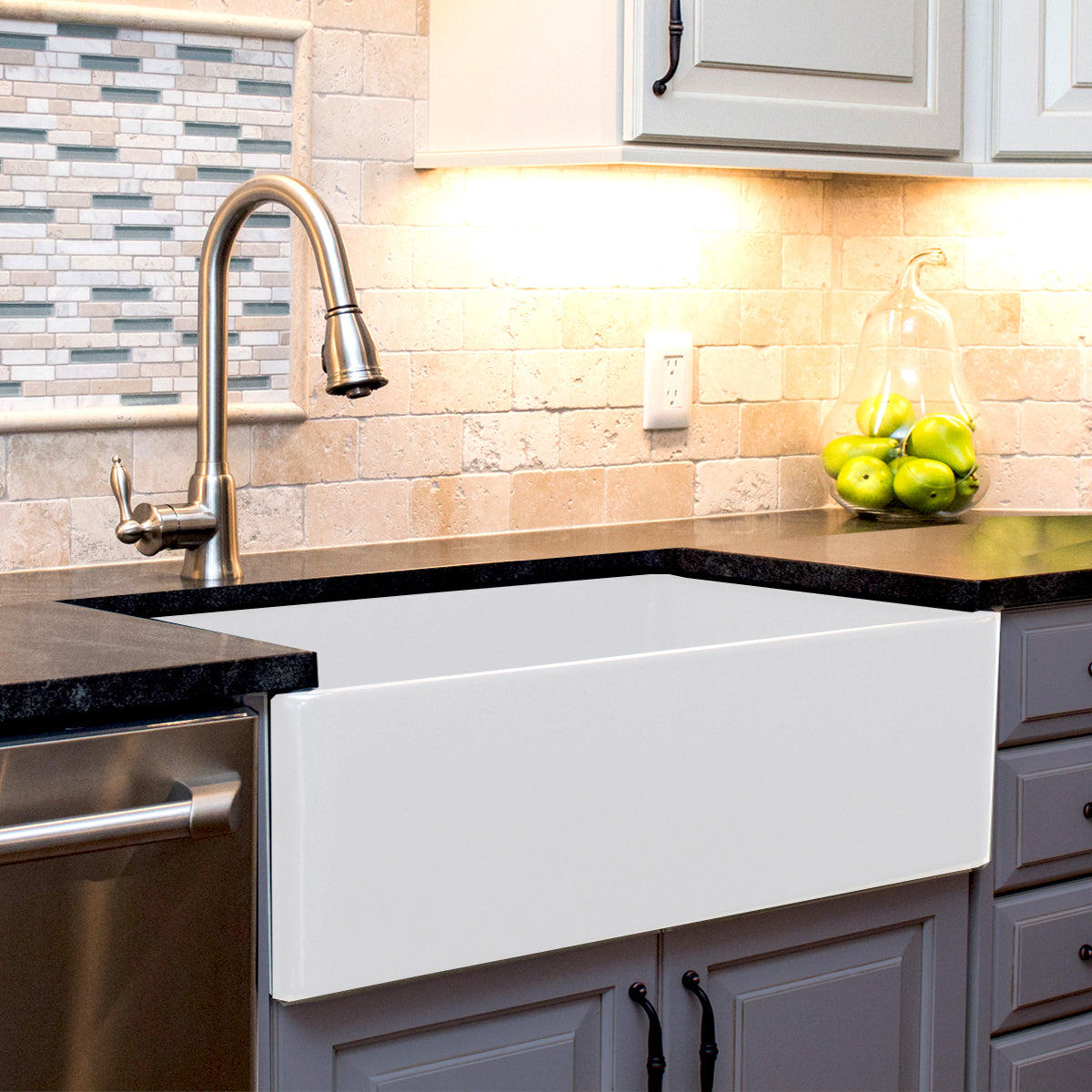 Nantucket Sinks Cape 36" Fireclay Farmhouse Sink, White, T-FCFS36 - The Sink Boutique