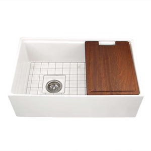 Alternate Image for Nantucket Sinks Cape 30" Fireclay Workstation Farmhouse Sink with Accessories, White, T-PS30W