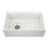 Nantucket Sinks Cape 30" Fireclay Workstation Farmhouse Sink with Accessories, White, T-PS30W