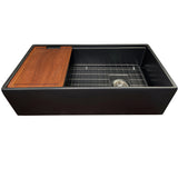 Nantucket Sinks Cape 36" Fireclay Workstation Farmhouse Sink with Accessories, Matte Black, T-PS36MB