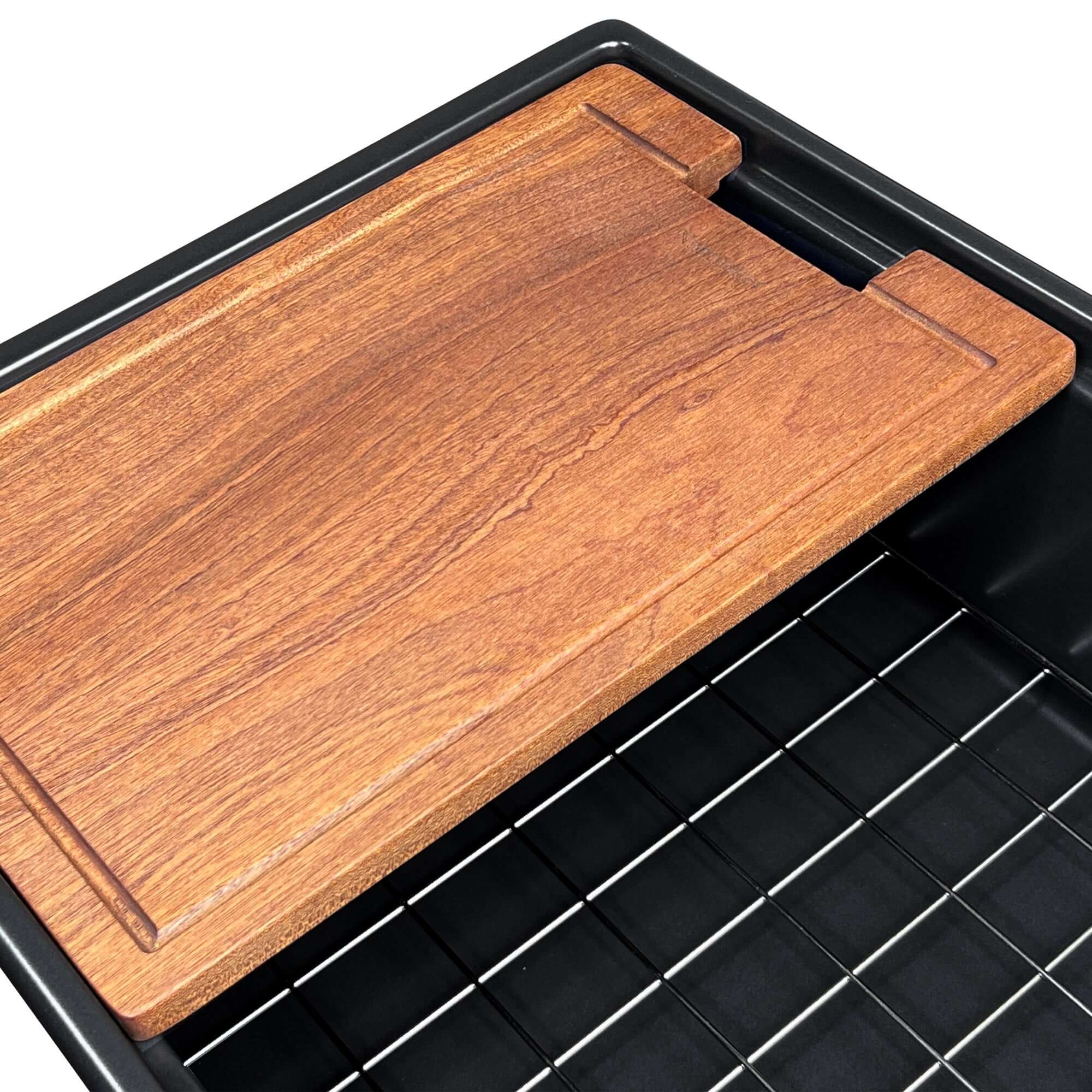 Nantucket Sinks Cape 36" Fireclay Workstation Farmhouse Sink with Accessories, Matte Black, T-PS36MB