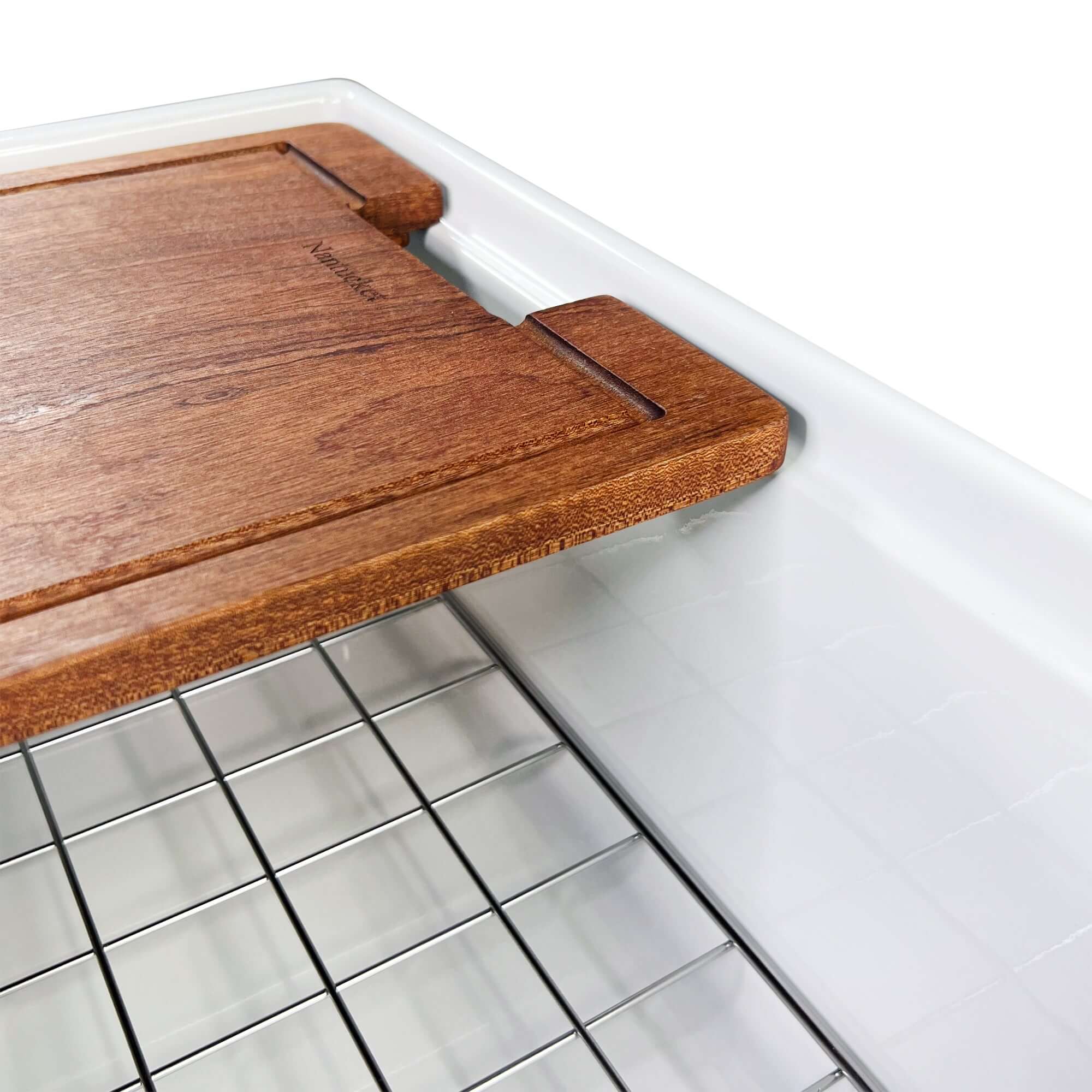 Nantucket Sinks Cape 36" Fireclay Workstation Farmhouse Sink with Accessories, White, T-PS36W