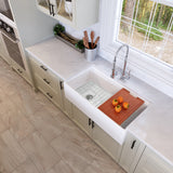 Nantucket Sinks Cape 36" Fireclay Workstation Farmhouse Sink with Accessories, White, T-PS36W